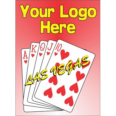 Hearts Royal Flush Rectangle Badge w/ Bar Pin (2 1/2"x3 1/2")