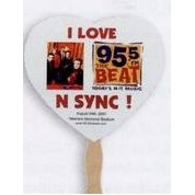 Heart Hand Fan w/Wooden Handle