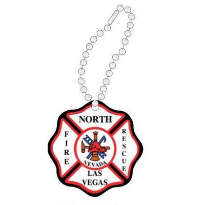Fire Rescue Badge Promotional Line Key Chain w/ Black Back (12 Square Inch)