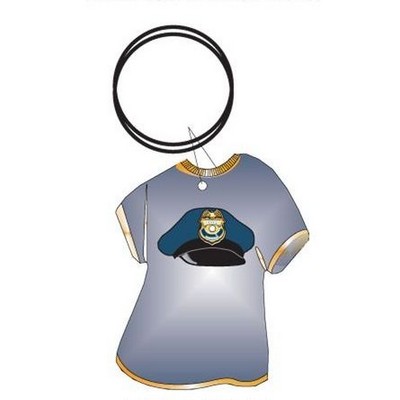 Police Cap T Shirt Key Chain w/Mirrored Back (4 Square Inch)