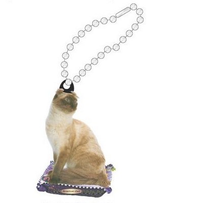 American Curl Cat Promotional Key Chain w/ Black Back (12 Square Inch)