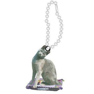 Russian Blue Cat Promotional Key Chain w/ Black Back (2 Square Inch)