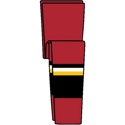 Calgary Pro Series Red & Black Socks w/Gold & White Stripes