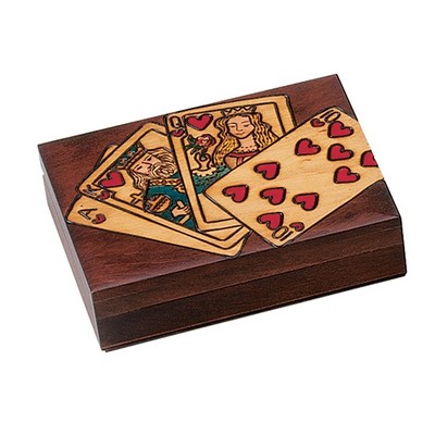 Playing Card Box w/Ace, King, Ten, & Queen (6 1/4"x4 3/4"x1 5/8")