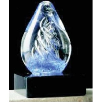 3" Sky Blue Spiral Hand Blown Glass Award