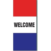 18 Oz. Reinforced Vinyl 2 Sided Message Stack Flag - Welcome (3'x8')