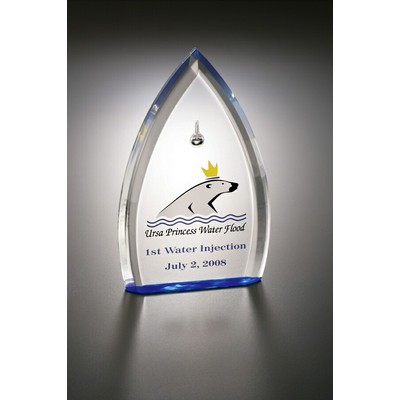 Lucite Beveled Obelisk Embedment Award w/ Ripple Bottom