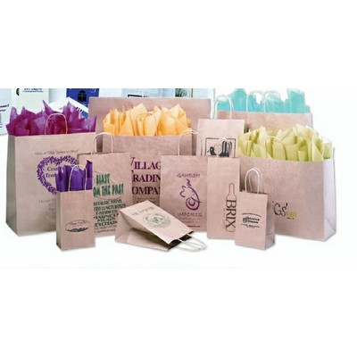 Short Run White Kraft Paper Shopping Bag (24"x7 1/4"x18 3/4")