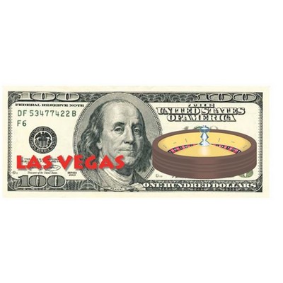Vegas Roulette Table On $100 Bill Maxi Magnet (4 Square Inch)