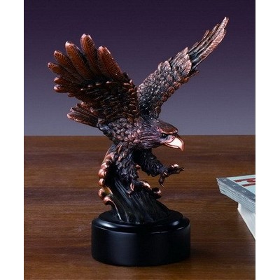 Copper Finish Broad Wing Eagle Trophy w/Round Base (7.5"x6")