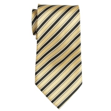 Stock Yellow/ Black Striped Polyester Tie