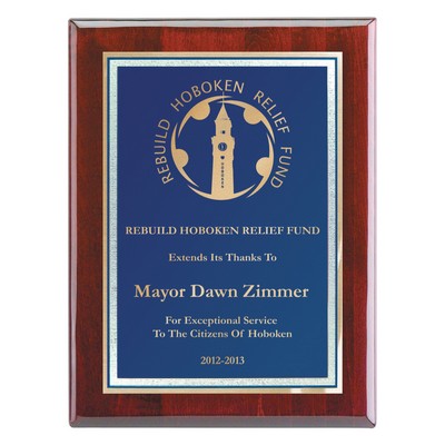 Plaque - 9"x12" Piano Wood Plaque w/ Blue Florentine Plate (7"x10")