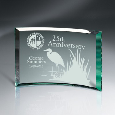 Beveled Jade Glass Crescent Plaque (Large)