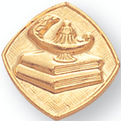 5/8" Lamp of Learning Die Struck Gold Plated Award Pin