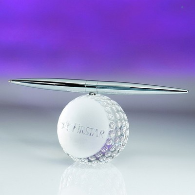 2 5/8" Optical Crystal Golf Award with Spinning Pen Set