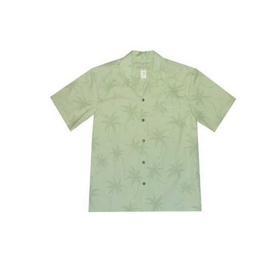 Green Hawaiian Shirt (S - 3XL in-stock) - 100% Cotton Poplin Tropical Print w/ Coconut Buttons