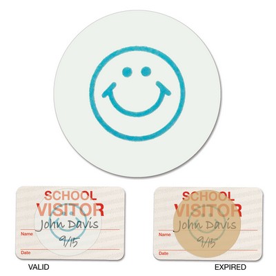 TEMPbadge Expiring School Badge Timing Circles, 1/2-Day, Smiley Face