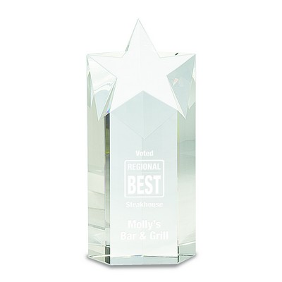 Clear Crystal Star Column (9")