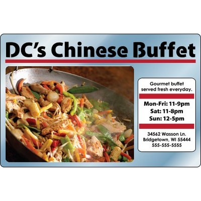 6" X 4" Kwik-Ship Chrome Polyester Digital Print Round Corner Decal w/Back Adhesive