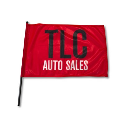 Waving Rally Flag w/ 20"-21.5" Pole 110 Polyester (21.5"x14.5")