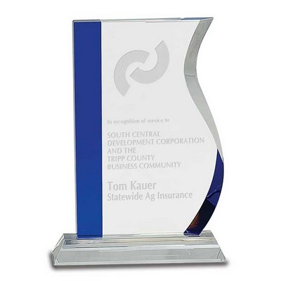9¾" Classic Blue/Clear Wave Crystal Award