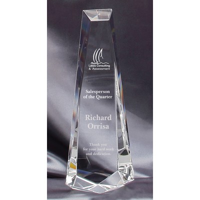 11" Clear Crystal Beveled Obelisk