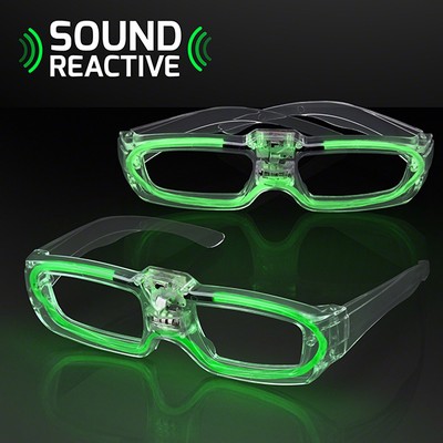 Sound Activated Lights Green Party Shades, 80s Style - BLANK