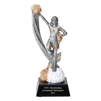 8 ½" Cheerleading Trophy w/Cheerleader Figure