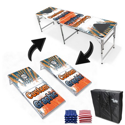 Custom 2-in-1 Folding Cornhole Boards & Beer Pong Table