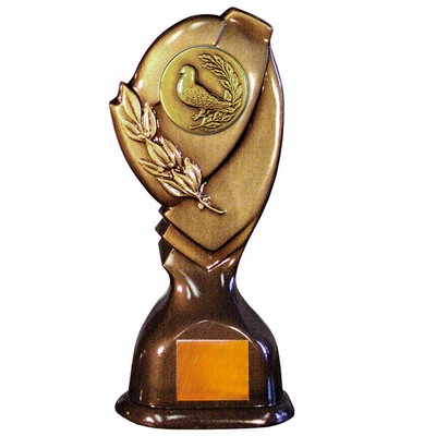 Stock Classic 10" Trophy with 2" Bird Coin and Engraving Plate