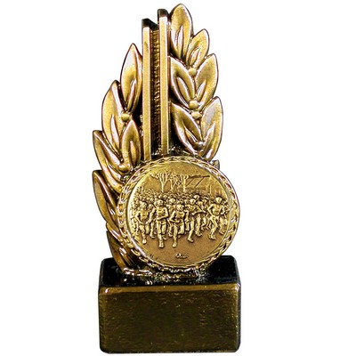 Stock 7" Laurel Trophy With 2" Marathon Coin and Engraving Plate