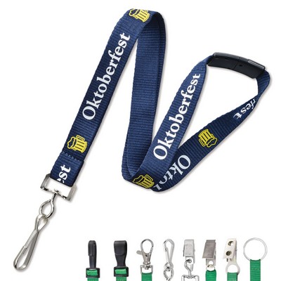RUSH 1" Custom Silkscreen Lanyards, Flat Ribbed Polyester