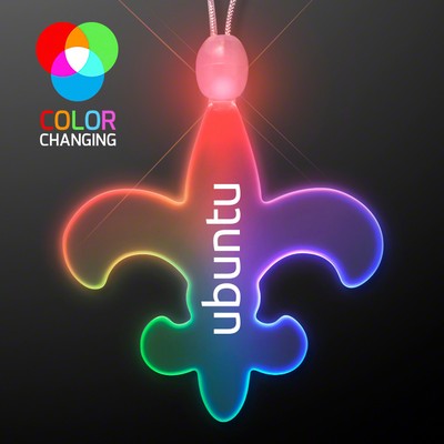Light Up Fleur de Lis Acrylic Necklace with Multicolor LED - PRINTED