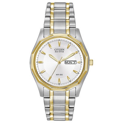 Citizen® Men's Eco-Drive Silhouette Two-Tone Stainless Steel Sport Watch W/ White Dial