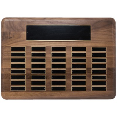 Solid Walnut Perpetual Plaque, 15 x 21", 40 plates