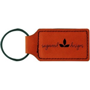 Rectangle Rawhide Leatherette Keychain (2.75" x 1.25")