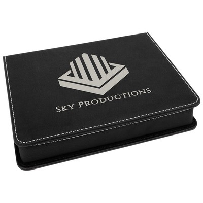 Black/Silver Leatherette 4-Piece Wine Tool Set