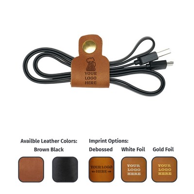 Full-Grain Leather Cord Organizer w/Snap