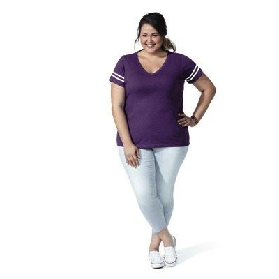 LAT™ Ladies Curvy Fit Premium Jersey V-Neck Short Sleeve Football Tee