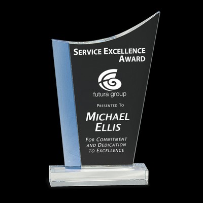 Blue Edge Crystal Crest on Clear Base (9¼")