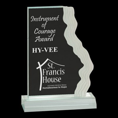 Jade Frosted Waterfall Edge Acrylic Award w/5¾" Base