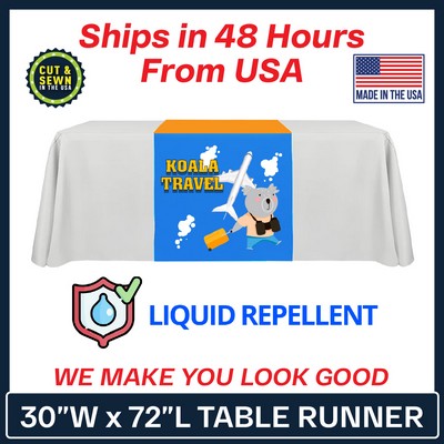 30" x 72" Liquid Repellent Standard Table Runner - Made in the USA