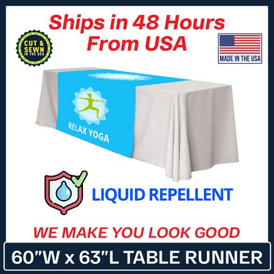 60" x 63" Liquid Repellent Standard Table Runner - Made in the USA