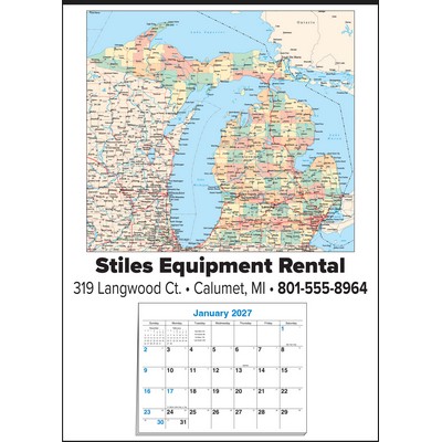 Small Michigan State Map Full Apron Calendar