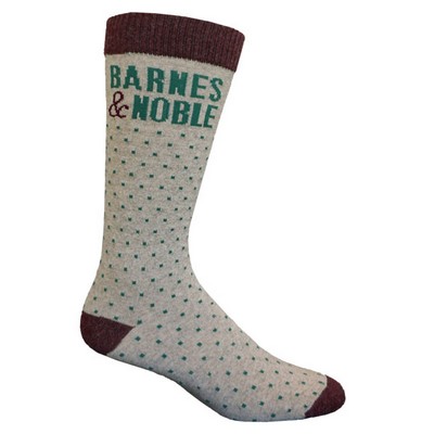 Made in the USA Flat Knit Wool Crew Dress Sock w/All Over Design