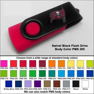 Swivel Black Flash Drive - 8 GB Memory - Body PMS 200