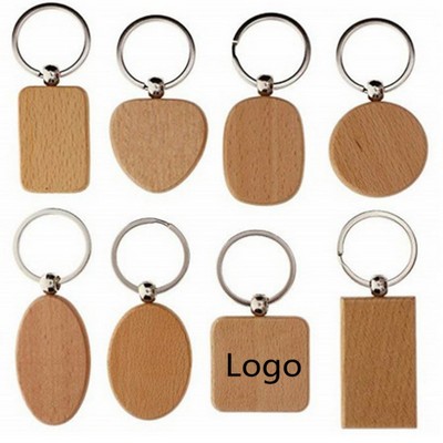 Natural Wood Keychain / Silver Accent