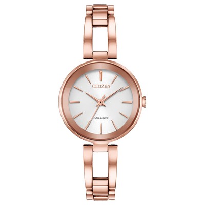 Citizen® Ladies' Axiom Eco-Drive Pink Gold-Tone W/ Silver Dial Watch