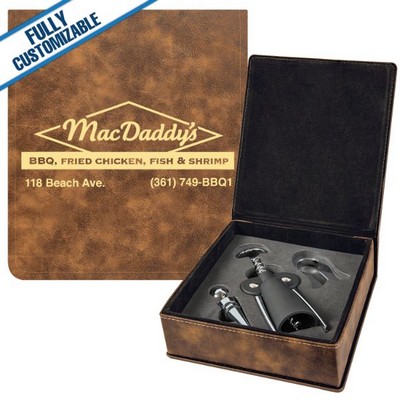 Rustic Gold Leatherette - 3-Piece Wine Tool Gift Set