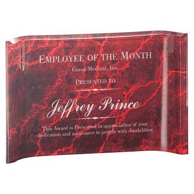 Red Marbleized Acrylic Crescent Award (6" x 4")